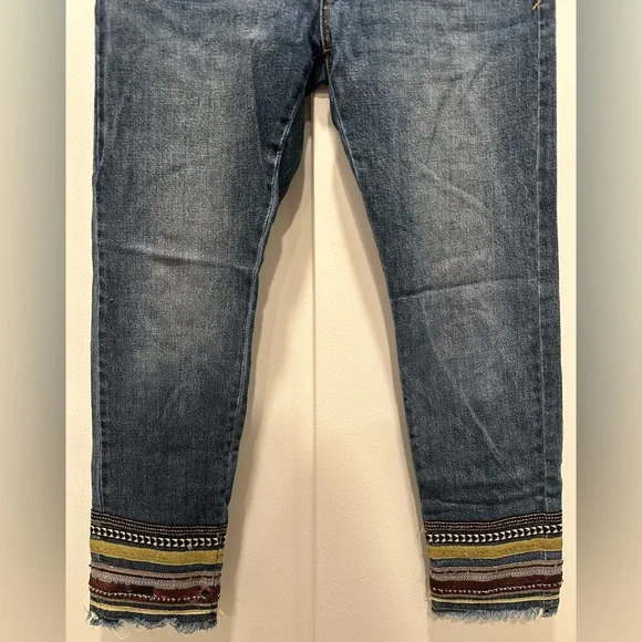 Pilcro High-Rise Embroidered Slim Straight Jeans, Denim Medium Blue - Picture 8 of 16